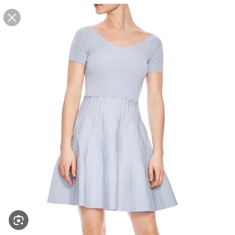 GUC Sandro Paris scalloped blue dress size 38